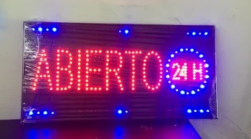 Letrero LED Abierto 24H