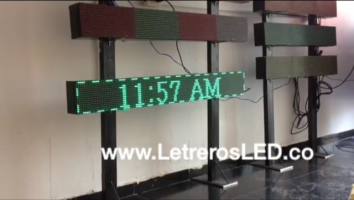 letrero led programable mono color 128x16 verde reloj