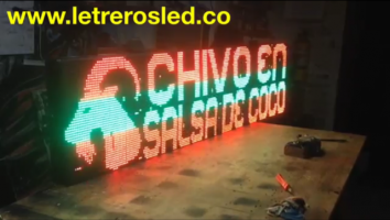 letrero led programable mono color 192x48 chivo restaurante