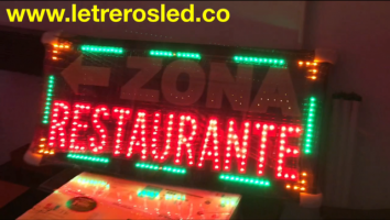letrero led zona restaurante
