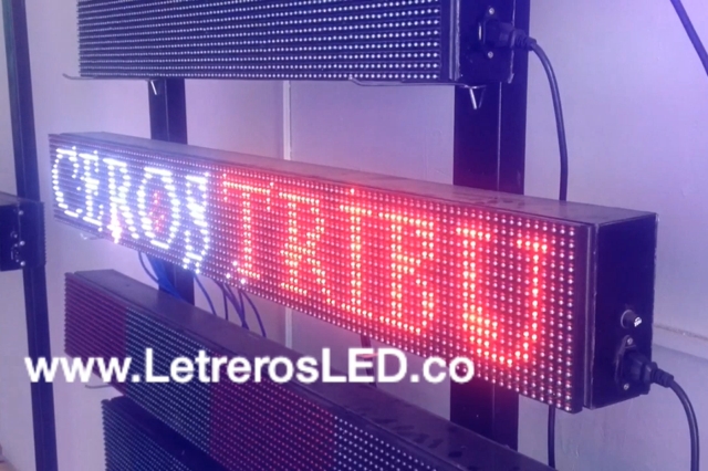 Letrero LED 128x16cm, Tri-Color RW [Rojo, Blanco, Rosado]. Tipo Exterior.