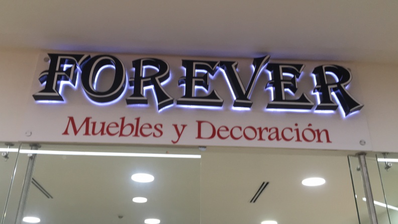 Aviso en Acrilico retroiluminado. Forever.