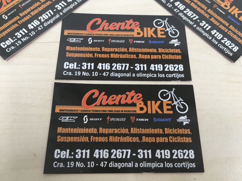 Tarjetas Presentación Plastificadas – ChenteBike