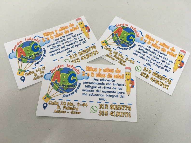 Tarjetas de Presentación – Jardín Infantil.